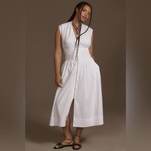 The Tommie Cap-Sleeve Smocked Front-Zip Shirt Dress 3X